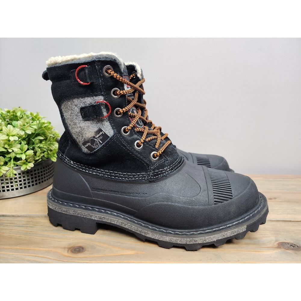 Woolrich Fully Wooly Boots Mens 9 Black Sherpa Lined Boots Lace Up Snow Winter